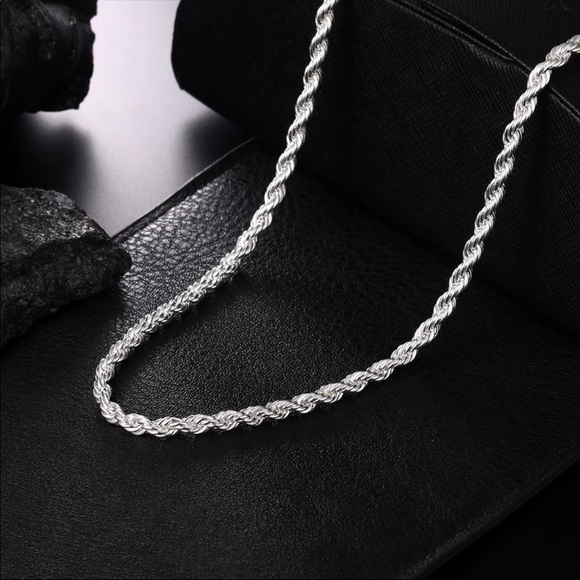 925 Sterling Silver 50cm 4mm Twisted Rope chain - Picture 1 of 5